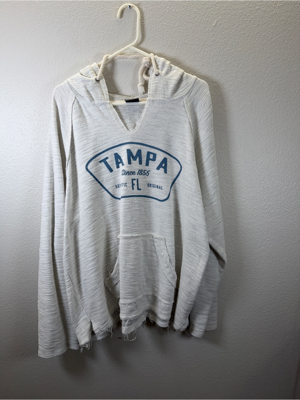 MV Sport Ivory Hooded Pullover with Blue Tampa Graphic